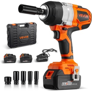 VEVOR Cordless Impact Wrench, 958.8 ft-lbs / 1300 N·m High Torque, 1/2 inch, 20V Electric Impact Wrench with Brushless Motor, 2 x 4Ah Batteries, Charger, 5 Sockets and Belt Clip, for Car Tire Truck(1/2inch – 2x4Ah Batteries)