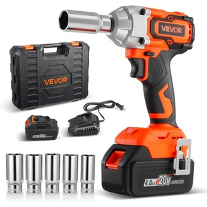 VEVOR Cordless Impact Wrench, 958.8 ft-lbs / 1300 N·m High Torque, 1/2 inch, 20V Electric Impact Wrench with Brushless Motor, 2 x 4Ah Batteries, Charger, 5 Sockets and Belt Clip, for Car Tire Truck(3/8inch – 1x4Ah Battery)