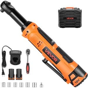 VEVOR Cordless Ratchet Wrench, 3/8 inch Drive, 240 RPM, up to 33 ft-lbs of Torque, Extended Battery Powered Electric Ratchet Wrench Set with Two Batteries, Charger, Sockets, Adaptor and Extension Bar(33 ft-lbs Extended Head + Manual Ratchet Wrench)