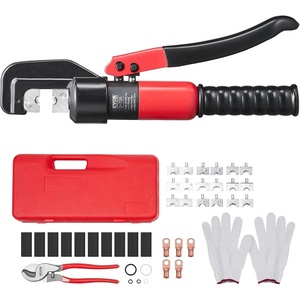 VEVOR Crimping Tool, AWG12-2/0 Copper And Aluminum Terminal Battery Lug Hydraulic Crimper, with a Cutting Pliers, Gloves, 5pcs Copper Ring Connectors, 8 x Heat Shrink Sleeves and a Blow Moulded Case