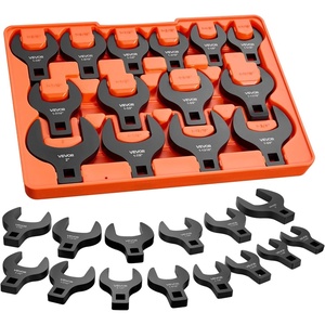 VEVOR Crowfoot Wrench Set, 1/2″ Drive, 14-Piece SAE 1-1/16″ to 2″ Crows Foot Wrenches, with Storage Tray, Dual Size Markings on Tools and Tray, for Auto Maintenance or Repairs
