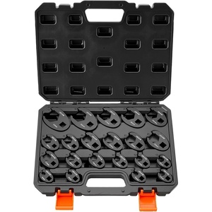 VEVOR Crowfoot Wrench Set, 1/2″ and 3/8″ Drive, 21-Piece Metric Dual-Drive Flare Nut Crows Foot Wrenches, with Storage Case, Dual Size Markings on Tools and Case, for Maintenance