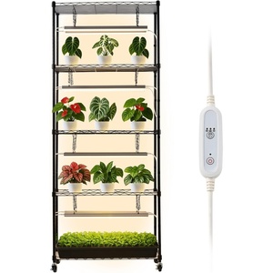 VEVOR DIY Plant Stand with Grow Light, 6-Tier Large Tall Plant Shelf with 192W 5000K Full Spectrum Grow Lights, Indoor Grow Light Shelf with Wheels for Seed Starting 29.5″ L x 13.8″ W x 70.9″ H(3 Mode Automatic Timer)
