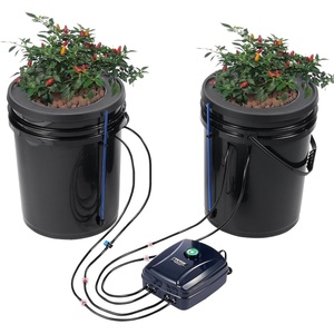 VEVOR DWC Hydroponic System, 5 Gallon 4 Buckets, Deep Water Culture Growing Bucket, Hydroponics Grow Kit with Pump, Air Stone and Water Level Device, for Indoor/Outdoor Leafy Vegetables(2 Buckets+Top Drip Kit)
