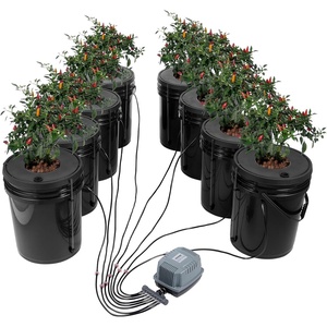 VEVOR DWC Hydroponic System, 5 Gallon 4 Buckets, Deep Water Culture Growing Bucket, Hydroponics Grow Kit with Pump, Air Stone and Water Level Device, for Indoor/Outdoor Leafy Vegetables(8 Buckets)