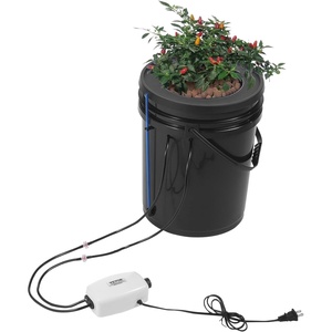 VEVOR DWC Hydroponic System, 5 Gallon 4 Buckets, Deep Water Culture Growing Bucket, Hydroponics Grow Kit with Pump, Air Stone and Water Level Device, for Indoor/Outdoor Leafy Vegetables(1 Bucket+Top Drip Kit)