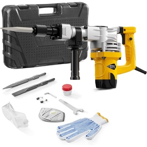 VEVOR Demolition Jack Hammer, 1400W Electric Jackhammer Heavy Duty, 2900 BPM Jack Hammer Concrete Breaker, with 1 Point Chisel, 1 Flat Chisel, Storage Case, Gloves and Goggles, for Demolition(Yellow)