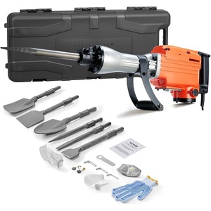 VEVOR Demolition Jack Hammer, MAX 2200W Electric Jackhammer Heavy Duty, 1350 BPM Concrete Breaker 6pcs Chisels Bit Chipping W/Case | 1350 BPM Concrete Breaker, 6pcs Chisels Bit Chipping, With Case(Orange)