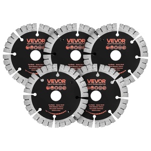 VEVOR Diamond Blades 6.3 inch, 5-Pack Wall Chaser Saw Blade Cutting Blade, 0.87 in Arbor, High-Hardness Diamond Segments, 65Mn Steel Core, Dry Wet Cutting, Clean Edges for Concrete Brick Stone Cement(5in)