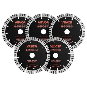 VEVOR Diamond Blades 6.3 inch, 5-Pack Wall Chaser Saw Blade Cutting Blade, 0.87 in Arbor, High-Hardness Diamond Segments, 65Mn Steel Core, Dry Wet Cutting, Clean Edges for Concrete Brick Stone Cement(6-1/4 in)