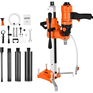 VEVOR Diamond Core Drilling Machine, 8 in Drilling Diameter, 2-in-1 Handheld & Stand-Mount Dry and Wet Concrete Core Drill Rig with 4 Drill Bits, 1075/2300 RPM 2-Speed, for Concrete Brick Stone, 1800W(8in Core Drill + 4 Bits Set)