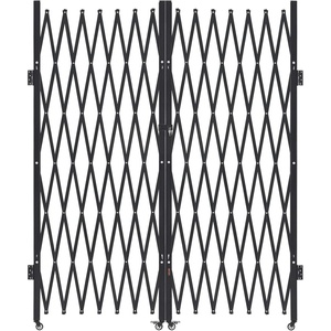 VEVOR Double Folding Security Gate, Lockable Scissor Gate with 360° Swivel Casters, Outdoor Barricade Steel Retractable Gates, for Entry Security, Garage, Warehouse & Pool, 145.67 x 63.19 in (W x H)(145.67″W x 86.81″H)