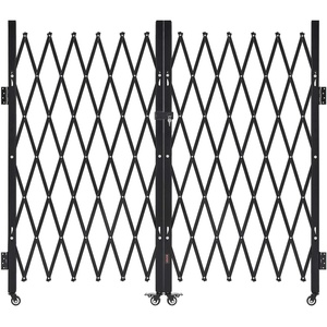 VEVOR Double Folding Security Gate, Lockable Scissor Gate with 360° Swivel Casters, Outdoor Barricade Steel Retractable Gates, for Entry Security, Garage, Warehouse & Pool, 145.67 x 63.19 in (W x H)(125.98″W x 63.19″H)