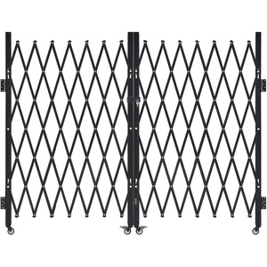 VEVOR Double Folding Security Gate, Lockable Scissor Gate with 360° Swivel Casters, Outdoor Barricade Steel Retractable Gates, for Entry Security, Garage, Warehouse & Pool, 145.67 x 63.19 in (W x H)(145.67″W x 63.19″H)