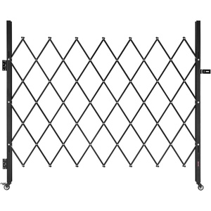 VEVOR Double Folding Security Gate, Lockable Scissor Gate with 360° Swivel Casters, Outdoor Barricade Steel Retractable Gates, for Entry Security, Garage, Warehouse & Pool, 145.67 x 63.19 in (W x H)(70.87″W x 63.39″H)