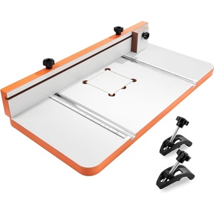 VEVOR Drill Press Table, 23.63 x 11.73 in, Worktable with an Adjustable Fence and Stop Block, Highly Compatible T-Slots, MDF Tabletop, Built-In Scale, Support Multiple Clamps Vises, for Drill Presses