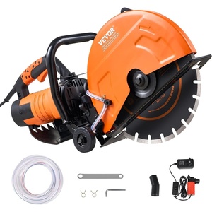 VEVOR Electric Concrete Saw, 12 in, 1800 W Motor Circular Saw Cutter with Max. 4.5 in Adjustable Cutting Depth, Wet Disk Saw Cutter Includes Water Line, Pump and Blade, for Stone, Brick(14 inch)