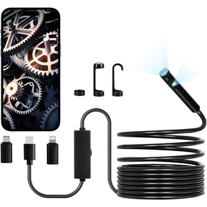 VEVOR Endoscope Camera with Light, Dual Lens Borescope for Android & iOS, 1920P HD Inspection Camera with 8 + 1 LED Light, 2X Zoom, 16.4FT Snake Cable, IP67 Waterproof Snake Camera for Auto, Plumbing(16.4FT)