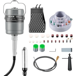 VEVOR Flex Shaft Grinder, 125W 18000RPM Electric Flex Shaft Rotary Tool, Foot-Pedal Control Hanging Carver Grinder with 112PCS Accessory Kit for Sanding Buffing Polishing Cutting(150W with 112PCS)