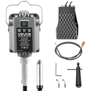 VEVOR Flex Shaft Grinder, 125W 18000RPM Electric Flex Shaft Rotary Tool, Foot-Pedal Control Hanging Carver Grinder with 112PCS Accessory Kit for Sanding Buffing Polishing Cutting(125W)
