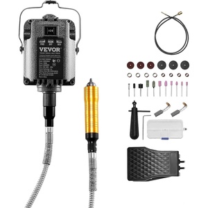 VEVOR Flex Shaft Grinder, 125W 18000RPM Electric Flex Shaft Rotary Tool, Foot-Pedal Control Hanging Carver Grinder with 112PCS Accessory Kit for Sanding Buffing Polishing Cutting(1000W)