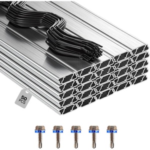 VEVOR Greenhouse Spring Wire and Lock Channel 40 Packs, 6.56 ft PE Coated Aluminum Alloy Bundle Kit, Plastic Poly Film or Shade Cloth Attachment w/Screws, Silver(50 Packs（1.2mm）)