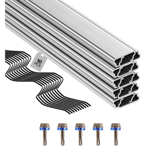 VEVOR Greenhouse Spring Wire and Lock Channel 40 Packs, 6.56 ft PE Coated Aluminum Alloy Bundle Kit, Plastic Poly Film or Shade Cloth Attachment w/Screws, Silver(10 Packs（1.2mm）)