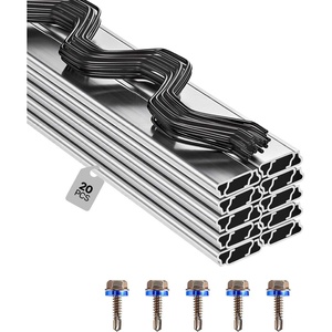 VEVOR Greenhouse Spring Wire and Lock Channel 40 Packs, 6.56 ft PE Coated Aluminum Alloy Bundle Kit, Plastic Poly Film or Shade Cloth Attachment w/Screws, Silver(20 Packs（1.2mm）)