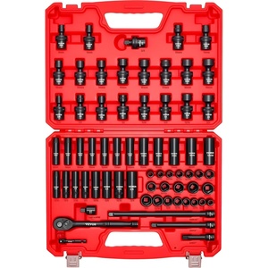 VEVOR Impact Socket Set 130 Piece 3/8″ & 1/2″ – SAE & Metric Drive Socket Set – 6 Point Cr-Mo Alloy Steel for Auto Repair – Easy-to-Read Size Markings – Includes Storage Case(3/8″ 67 PCS Swivel CR-MO)