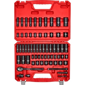 VEVOR Impact Socket Set 130 Piece 3/8″ & 1/2″ – SAE & Metric Drive Socket Set – 6 Point Cr-Mo Alloy Steel for Auto Repair – Easy-to-Read Size Markings – Includes Storage Case(3/8″ 64 PCS)