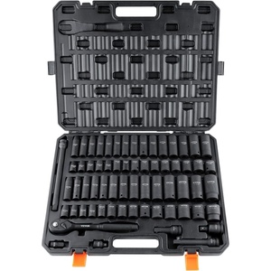 VEVOR Impact Socket Set 130 Piece 3/8″ & 1/2″ – SAE & Metric Drive Socket Set – 6 Point Cr-Mo Alloy Steel for Auto Repair – Easy-to-Read Size Markings – Includes Storage Case(1/2″ 65PCS)