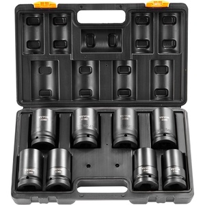 VEVOR Impact Socket Set 130 Piece 3/8″ & 1/2″ – SAE & Metric Drive Socket Set – 6 Point Cr-Mo Alloy Steel for Auto Repair – Easy-to-Read Size Markings – Includes Storage Case(1″ 8PCS CR-MO)