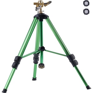 VEVOR Impact Sprinkler on Tripod Base, Heavy Duty Tripod Sprinklers with Brass Head & 3/4″ Connector, 360 Degree Large Area Coverage Irrigation Sprinkler, Adjustable Heights, for Yard Green(1PC)
