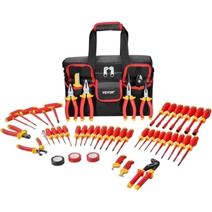 VEVOR Insulated Screwdriver Set, 13-Piece Professional Electrical Screwdriver Set, 1000V Insulated Electrician Tool Set, with Magnetic Phillips Slotted Pozi Torx Tips, Screwdrivers, for Electricians(50pcs)