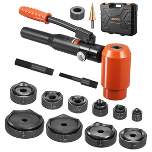 VEVOR Knockout Punch Set, 1/2 to 2 inch SLUG-Buster Ratchet Knockout Set, Ratchet Wrench Knockouts Punch Sets for Aluminum, Mild Steel, Fiberglass, Plastics, 6 Die Sizes, 40Cr Steel Ko Tool Kit(15 Ton Hydraulic Knockout Set)