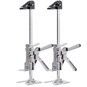 VEVOR Labor Saving Arm Jack, 2 PCS 220 lbs Bearing Capacity, Lifting up to 7.1″, Metal Hand Lifting Jack Tool with Magnetic Level, Adjustable Height, for Door, Window, Furniture, Woodworking, Silver(L-12inch)