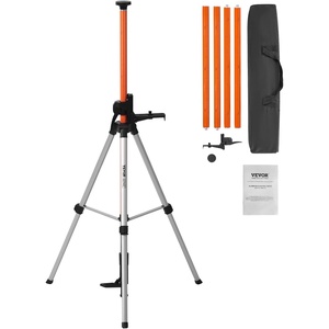 VEVOR Laser Level Tripod Stand, 5/8″-11 Thread Mount, 45.07-114.37 inch Height Adjustment Heavy Duty Survey Tripod, with Level Bubble & Diffusion Limiter, Liftable Non-Skid Feet for Construction(Extendable Pole-lightweight)