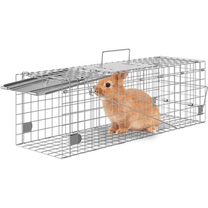 VEVOR Live Animal Cage, 24″ x 8″ x 8″ Humane Cat Cage Galvanized Iron, Folding Animal Cage with Handle(24″ x 8″ x 8″)