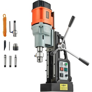 VEVOR Mag Drill Press, 1300W 1.57″ Boring Diameter, 2922lbf Power Portable Magnetic Drill, 810 PRM, 11Pcs Drill Bits Electric Drilling Machine for Metal Surface, Industrial and Home Improvement | For Metal Surface, 810 PRM, with 11Pcs Bits, Portable, Titanium Magnesium Alloy Guide Rail, Industrial and Home Improvement(W/ 2.4”)
