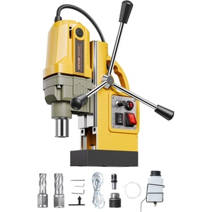VEVOR Magnetic Drill, 1100W 1.57″ Boring Diameter, 2697lbf/12000N Portable Electric Mag Drill Press with 7 Bits, 580 RPM Max Speed Drilling Machine for any Surface and Home Improvement(W/ 1.6″ 2pcs – Yellow)