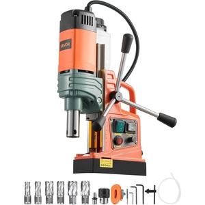 VEVOR Magnetic Drill Press, 1400 W, 2 in Boring Diameter, 2810 lbf Power Portable Mag Drill Press, 0–800 RPM Adjustable Speed, with Weldon Shank, for Metal Surface, Industrial and Home Improvement(W/ 2 in 6 pieces – Tapping (NEW))