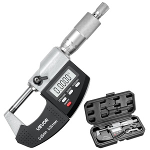 VEVOR Micrometer Set, Digital Outside Micrometer 0-1 inch Measuring Range, 0.00005″ Resolution, Ultra-Precision 0.0001 Accuracy, LCD Screen, in/mm Switch, Carbide Tip, with Protective Case(0-1 in)