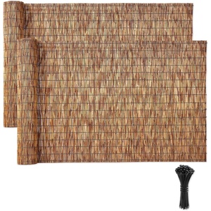 VEVOR Natural Reed Fencing, 4 ft x 16.4 ft, 3 Pack Decorative Natural Reed Fencing Roll, Decorative Fence for Backyard Divider, Privacy Screen Panel Curtain for Balcony Patio Garden Backyard Outdoor(Brown)