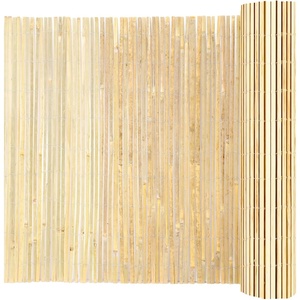 VEVOR Natural Rolled Bamboo Fence, Eco-Friendly Privacy Screen – 4 ft H x 6 ft L x 0.75 in D, Decorative for Garden, Backyard, Balcony, Patio, Pool Side(Slat Fence)