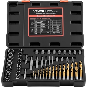 VEVOR Pipe Extractor Set, 9 Pieces Heavy Duty Steel Broken Pipe Extractors, with Solid Storage Case, Cr-Mo Steel for Removing 1/8″ to 1″ Damaged Threaded Pipes and Fittings, for Plumbers Mechanics DIY(54 PCS)