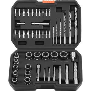 VEVOR Pipe Extractor Set, 9 Pieces Heavy Duty Steel Broken Pipe Extractors, with Solid Storage Case, Cr-Mo Steel for Removing 1/8″ to 1″ Damaged Threaded Pipes and Fittings, for Plumbers Mechanics DIY(49 PCS)