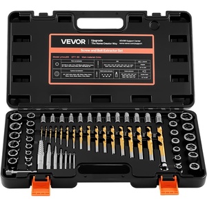 VEVOR Pipe Extractor Set, 9 Pieces Heavy Duty Steel Broken Pipe Extractors, with Solid Storage Case, Cr-Mo Steel for Removing 1/8″ to 1″ Damaged Threaded Pipes and Fittings, for Plumbers Mechanics DIY(65 PCS)