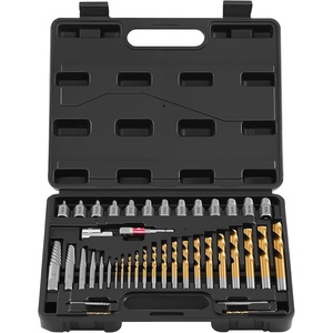 VEVOR Pipe Extractor Set, 9 Pieces Heavy Duty Steel Broken Pipe Extractors, with Solid Storage Case, Cr-Mo Steel for Removing 1/8″ to 1″ Damaged Threaded Pipes and Fittings, for Plumbers Mechanics DIY(41 PCS)