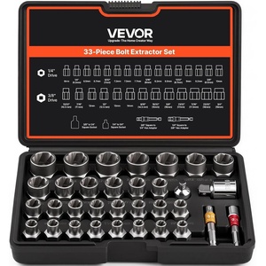 VEVOR Pipe Extractor Set, 9 Pieces Heavy Duty Steel Broken Pipe Extractors, with Solid Storage Case, Cr-Mo Steel for Removing 1/8″ to 1″ Damaged Threaded Pipes and Fittings, for Plumbers Mechanics DIY(33 PCS)