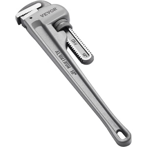 VEVOR Pipe Wrench, 18″ Aluminum Straight Pipe Wrench, Adjustable Plumbing Wrench, with High Strength Jaw and Ergonomic Handle, Easy to Carry, Hangable Design, for Water Pipes, Automotive Repairs(18″ Straight Pipe Wrench)
